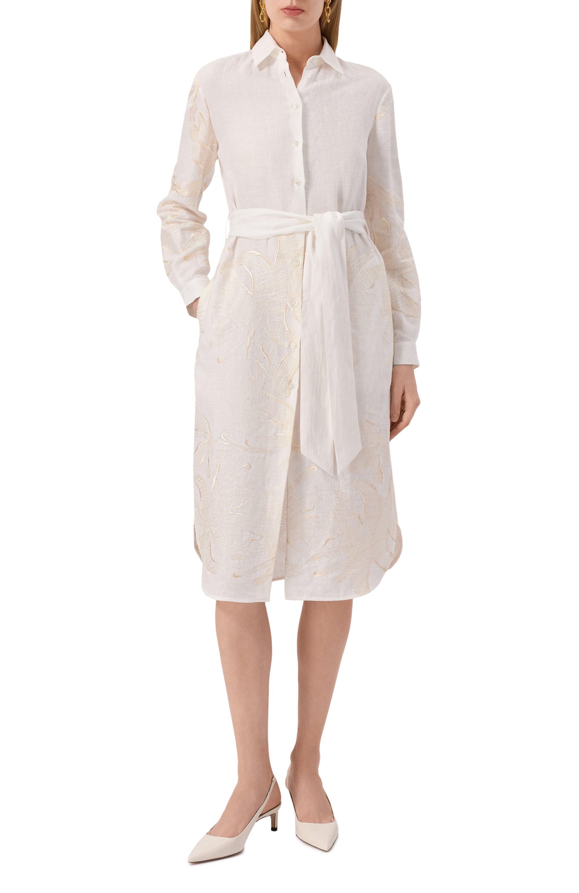 Льняное платье KITON белого цвета по цене 234000 руб., арт. D57304K0999E02, фото 3 Льняное платье KITON, арт. D57304K0999E02, фото 3