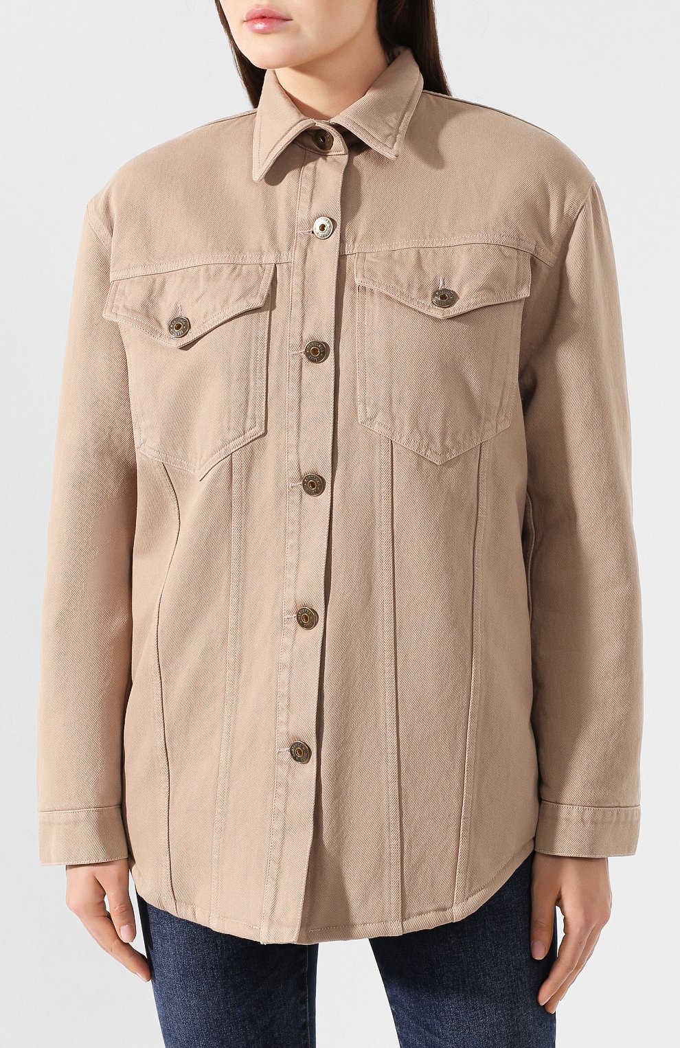 Джинсовая куртка NANUSHKA бежевого цвета по цене 54650 руб., арт. NUSTA_TAUPE_DENIM, фото 3 Джинсовая куртка NANUSHKA, арт. NUSTA_TAUPE_DENIM, фото 3