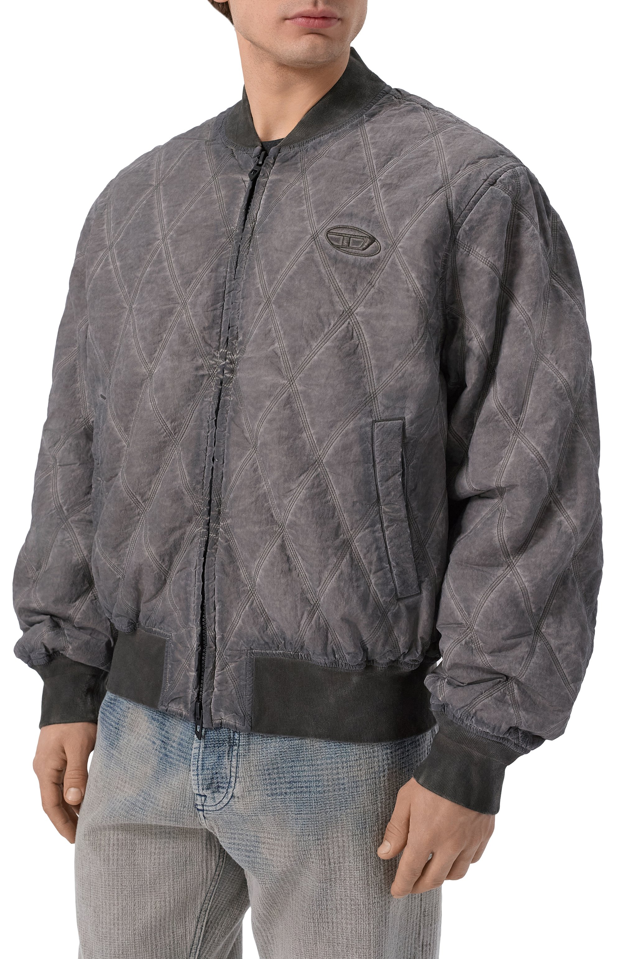 Бомбер DIESEL серого цвета по цене 48800 руб., арт. A21419/0IQAX, фото 3 Бомбер DIESEL, арт. A21419/0IQAX, фото 3