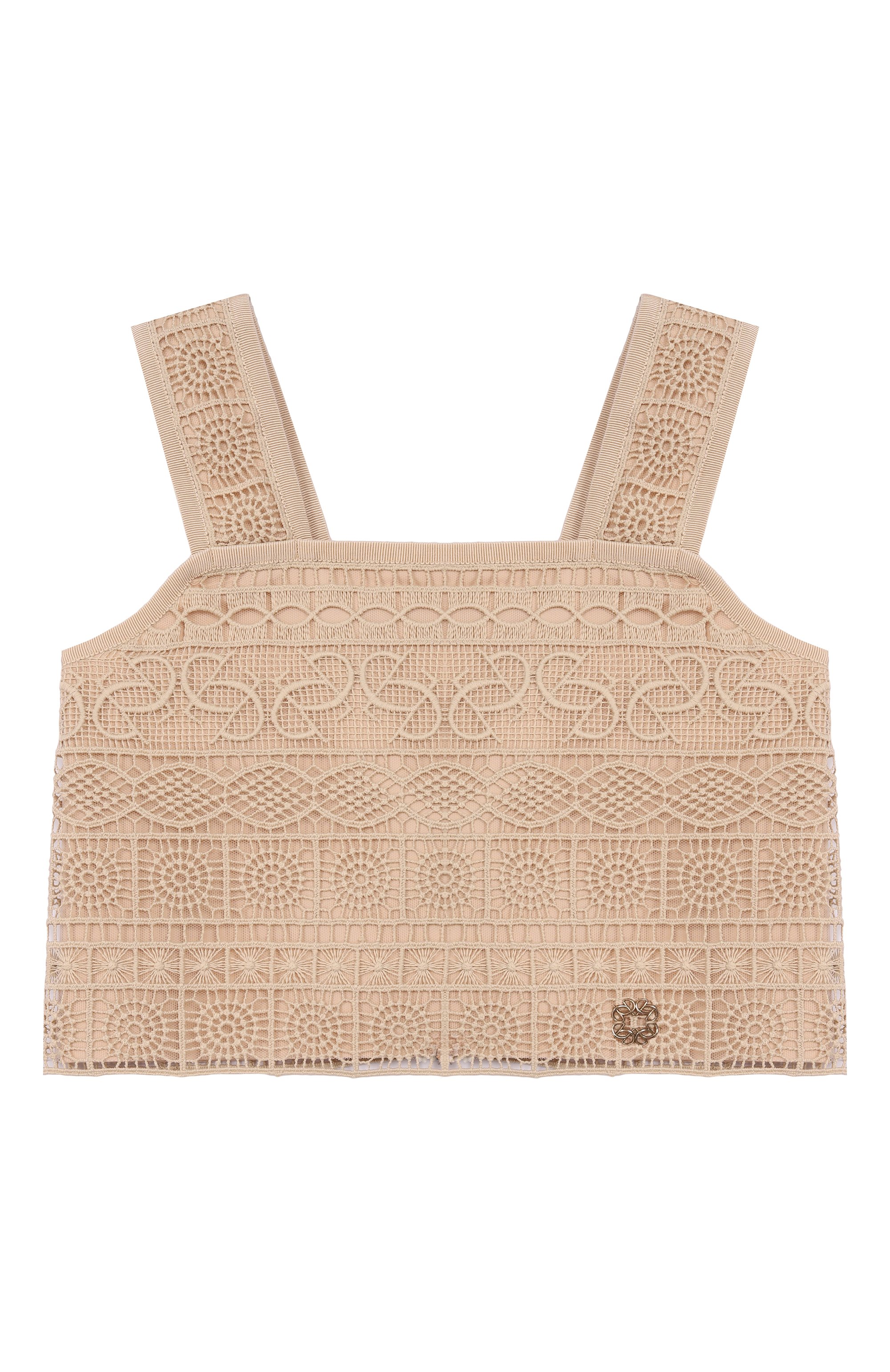 Хлопковый топ ELIE SAAB JUNIOR светло-бежевого цвета по цене 34850 руб., арт. EFTP024/TS1124_001, фото 1 Хлопковый топ ELIE SAAB JUNIOR, арт. EFTP024/TS1124_001, фото 1