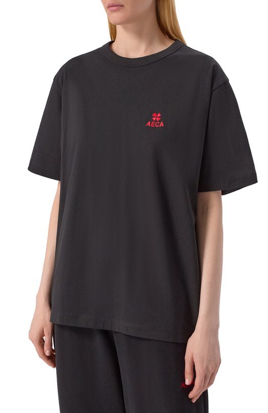 Хлопковая футболка AECA WHITE AWCMSSBDTTSST010C0.BLACK (M) Чёрный  AWCMSSBDTTSST010C0.BLACK (M) Фото 3