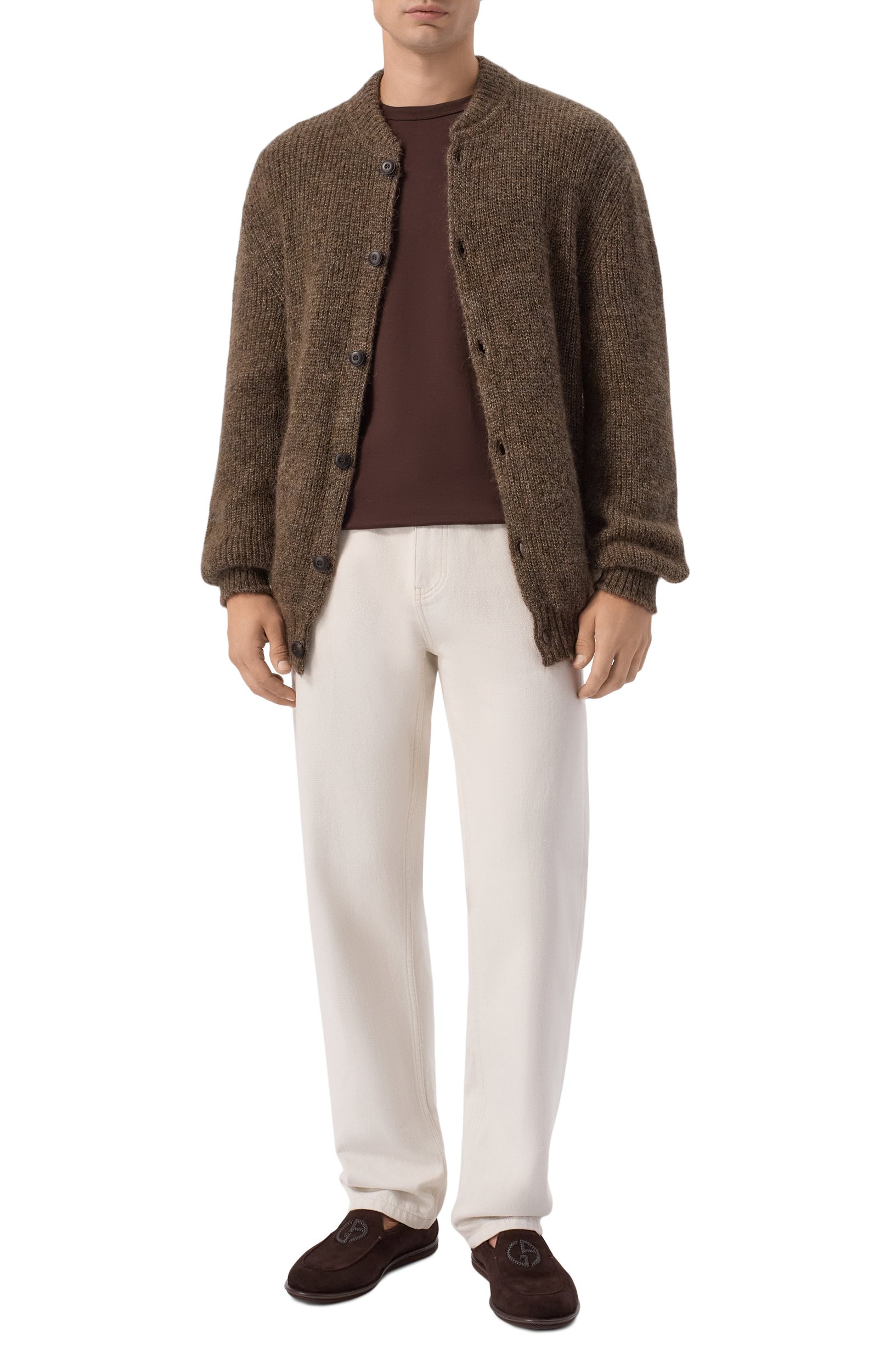 Шерстяной кардиган GIORGIO ARMANI коричневого цвета по цене 269500 руб., арт. GM004723/AF30082, фото 2 Шерстяной кардиган GIORGIO ARMANI, арт. GM004723/AF30082, фото 2