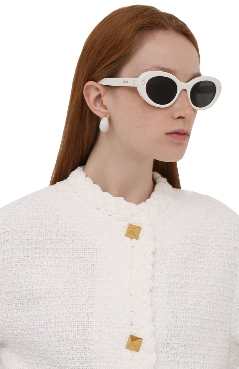 Женские солнцезащитные очки CELINE EYEWEAR белого цвета, арт. CL40193I 25A | Фото 2 (Тип очков: С/з; Региональные ограничения белый список (Axapta Mercury): RU, Не проставлено; Нос: Не проставлено; Материал: Пластик; Оптика Гендер: оптика-женское)