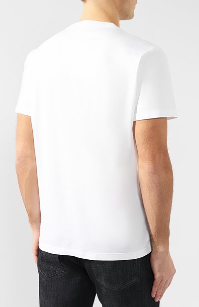 Хлопковая футболка с отделкой из кожи BERLUTI белого цвета по цене 45100 руб., арт. R14JRS13-001, фото 4 Хлопковая футболка с отделкой из кожи BERLUTI, арт. R14JRS13-001, фото 4