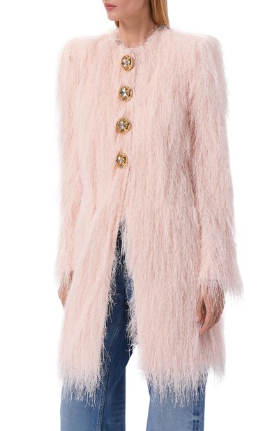 Пальто BALMAIN светло-розового цвета по цене 525500 руб., арт. GF1UE140/JL27, фото 3 Пальто BALMAIN, арт. GF1UE140/JL27, фото 3