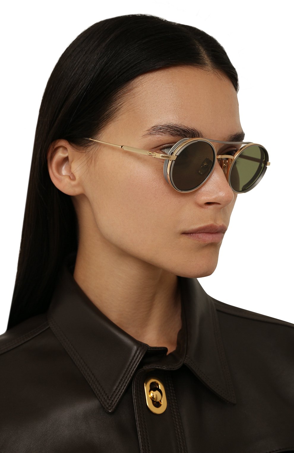 Солнцезащитные очки AKONI зеленого цвета по цене 122500 руб., арт. AKS-505A, фото 2 Солнцезащитные очки AKONI, арт. AKS-505A, фото 2