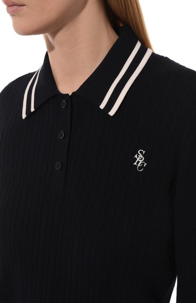 Поло из вискозы SPORTY AND RICH темно-синего цвета по цене 26350 руб., арт. T0037516302BL32, фото 5 Поло из вискозы SPORTY AND RICH, арт. T0037516302BL32, фото 5
