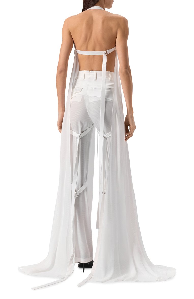 Женский топ ANN DEMEULEMEESTER белого цвета, арт. B0012436/FA563 | Фото 4 (Стили: Кэжуэл; Кросс-КТ: костюм; Длина (для топов): Удлиненные; Рукава: Без рукавов; Материал внешний: Синтетический материал; Автоматизация ТО: Проставлено; Автоматизация состава: Проставлено)