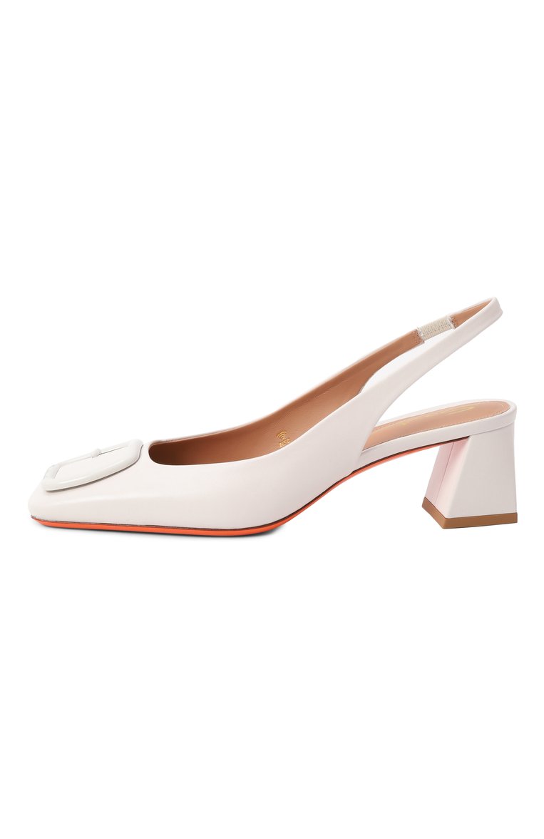 Женские кожаные туфли SANTONI белого цвета, арт. WDMG70342HA2NSZA | Фото 4 (Каблук высота: Средний; Материал внешний: Натуральная кожа; Драгоценные камни: Проставлено; Материал сплава: Проставлено; Подошва: Плоская; Материал внутренний: Натуральная кожа; Каблук тип: Устойчивый; Женское Кросс-КТ: Слингбэки)