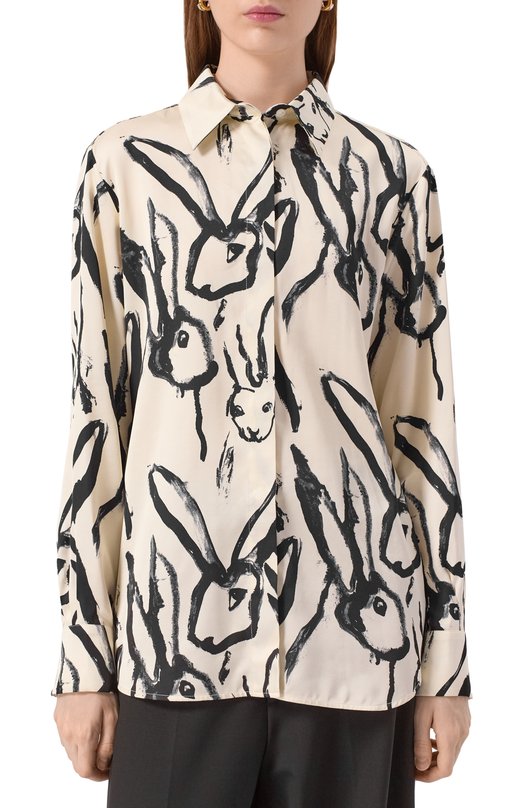 Рубашка из вискозы MSGM 3941MDE27/257655 Кремовый  3941MDE27/257655 Фото 3