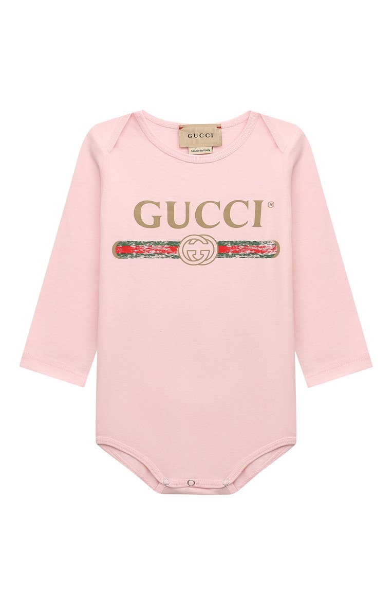 Детское комплект из трех предметов GUCCI розового цвета, арт. 520825/X9U05/9-12M | Фото 2 (Материал внешний: Хлопок; Нос: Не проставлено)