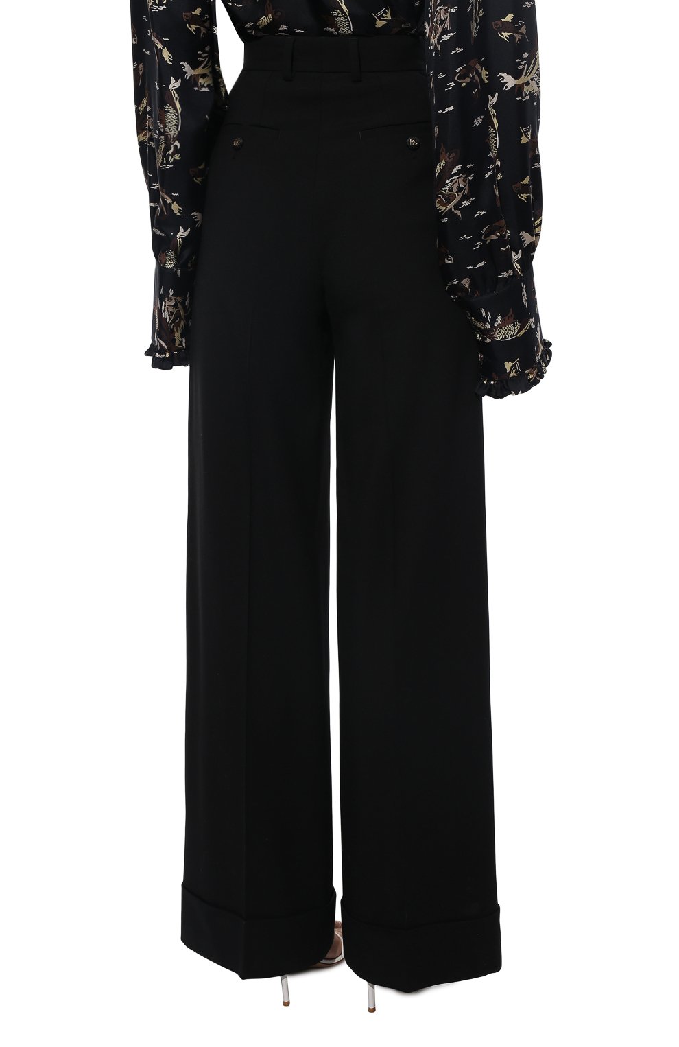 Шерстяные брюки DOLCE & GABBANA черного цвета по цене 96450 руб., арт. FTBM0T/FUBAJ, фото 4 Шерстяные брюки DOLCE & GABBANA, арт. FTBM0T/FUBAJ, фото 4