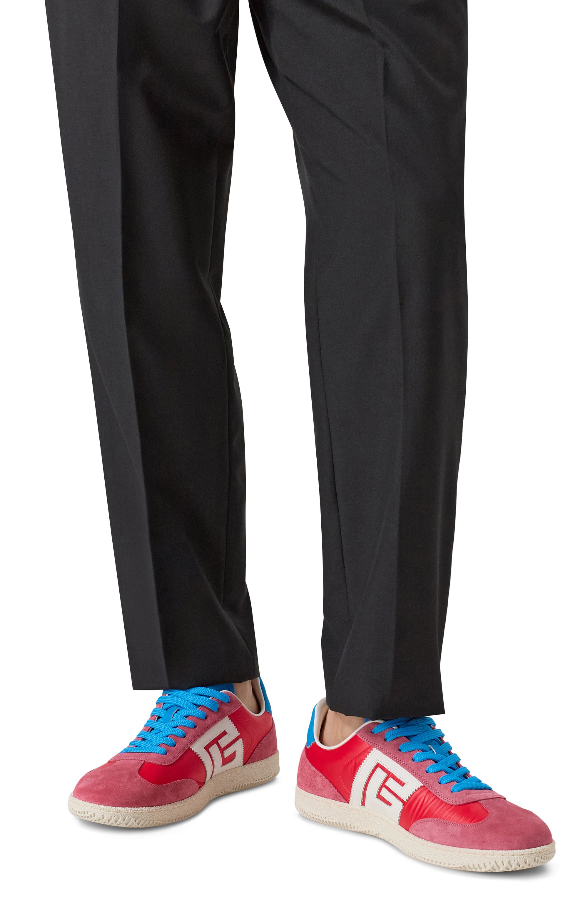 Комбинированные кеды swan BALMAIN красного цвета по цене 69350 руб., арт. FM1VI360/TRNB, фото 3 Комбинированные кеды swan BALMAIN, арт. FM1VI360/TRNB, фото 3