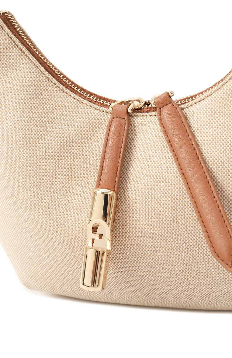 Женская сумка FURLA светло-бежевого цвета, арт. WB01634/BX3542 | Фото 3 (Драгоценные камни: Проставлено; Материал сплава: Проставлено; Ремень/цепочка: На ремешке; Размер: medium; Материал: Текстиль)