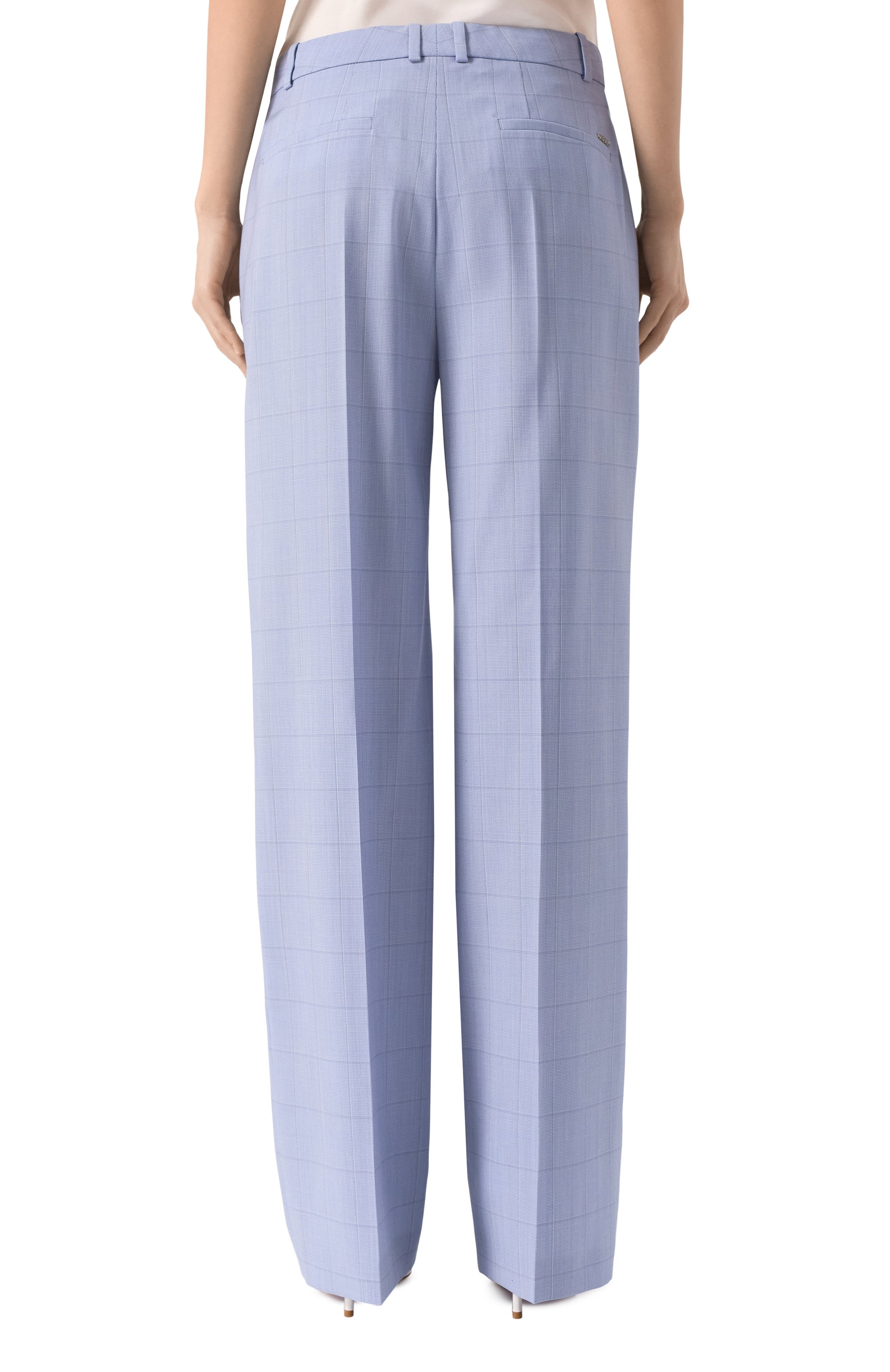 Шерстяные брюки BOSS голубого цвета по цене 27500 руб., арт. 50534529, фото 4 Шерстяные брюки BOSS, арт. 50534529, фото 4