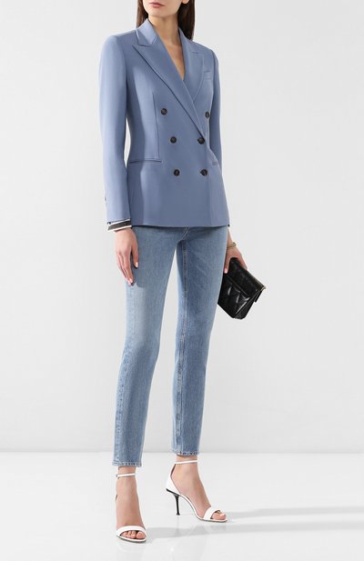 Двубортный жакет BRUNELLO CUCINELLI голубого цвета по цене 528000 руб., арт. MB5218736P, фото 2 Двубортный жакет BRUNELLO CUCINELLI, арт. MB5218736P, фото 2