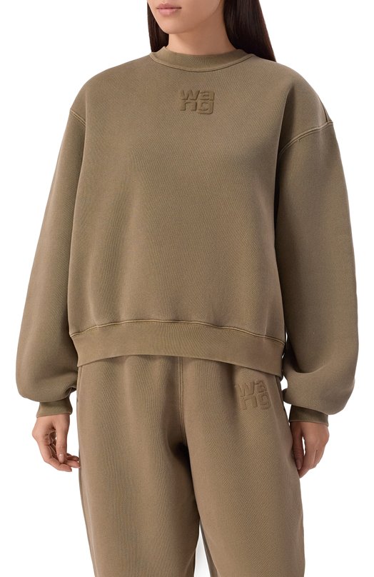 Хлопковый свитшот alexanderwang.t 4CC3241518 Бежевый  4CC3241518 Фото 3