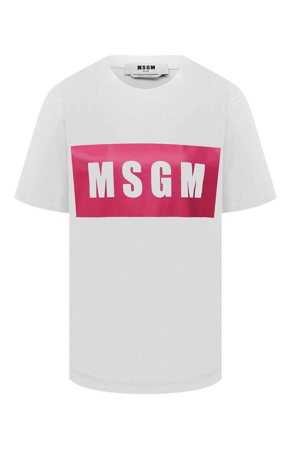 Хлопковая футболка MSGM белого цвета по цене 13000 руб., арт. 3241MDM520 227298, фото 1 Хлопковая футболка MSGM, арт. 3241MDM520 227298, фото 1