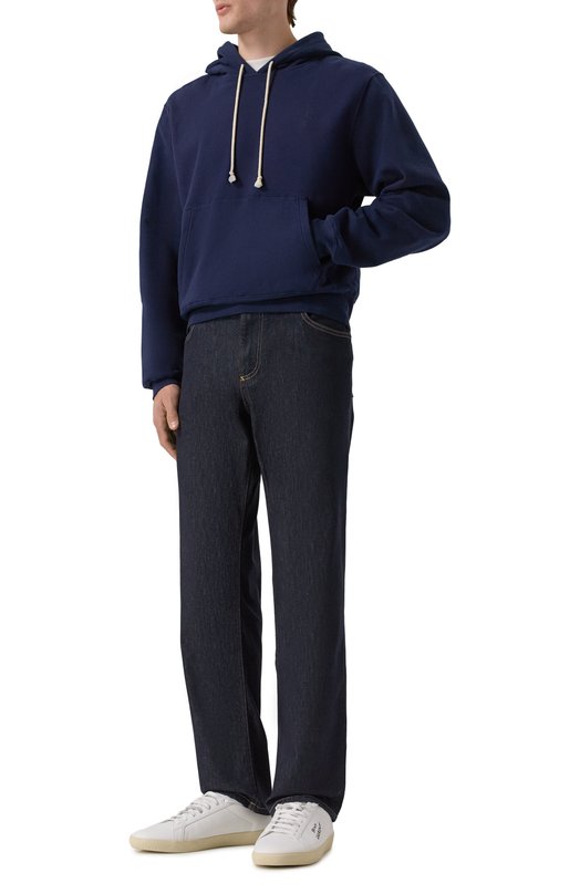 Хлопковое худи Saint Laurent 778464/Y36SW Синий  778464/Y36SW Фото 2