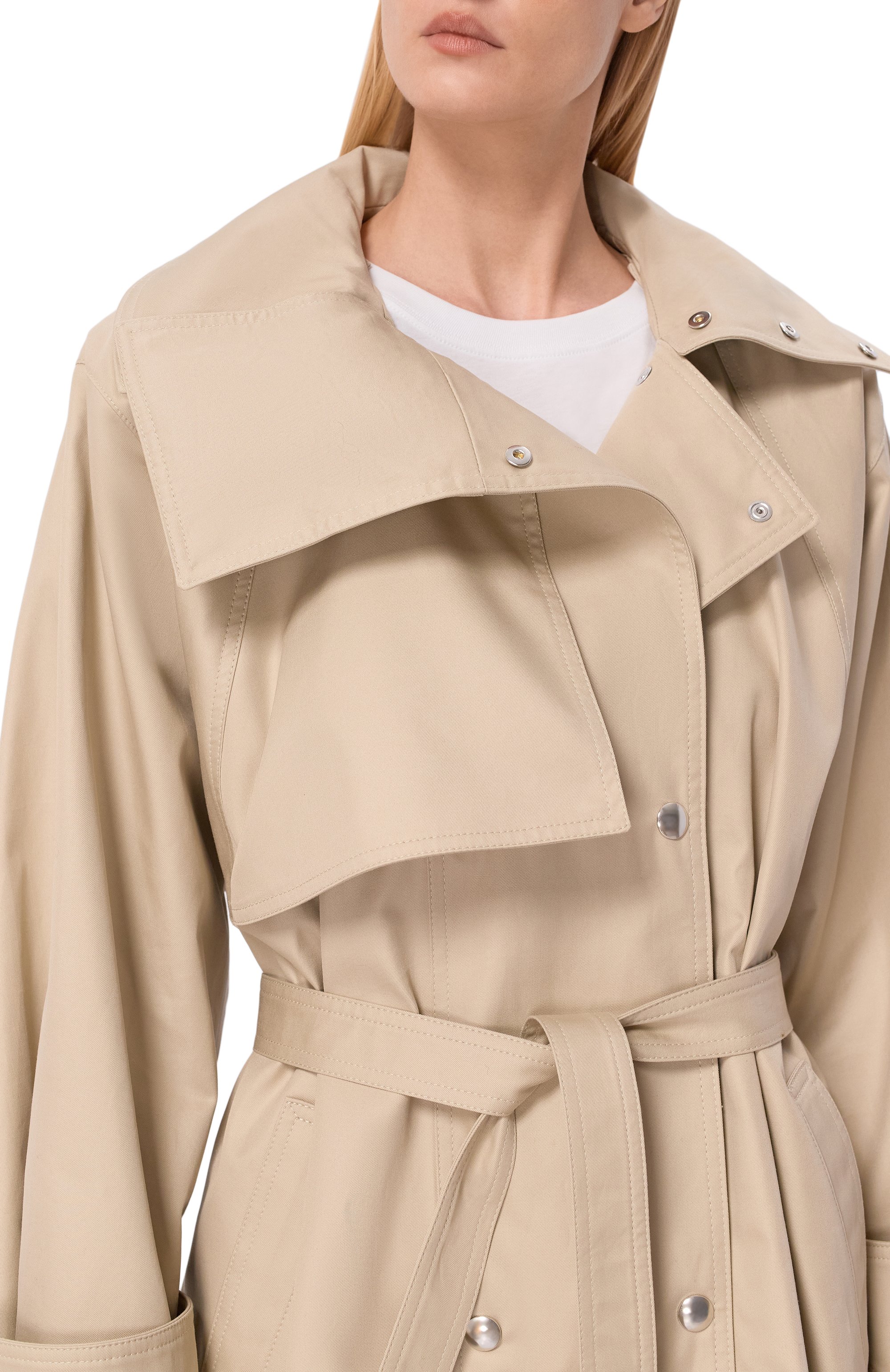Хлопковый тренч IRO бежевого цвета по цене 88100 руб., арт. WP137RALYA, фото 5 Хлопковый тренч IRO, арт. WP137RALYA, фото 5