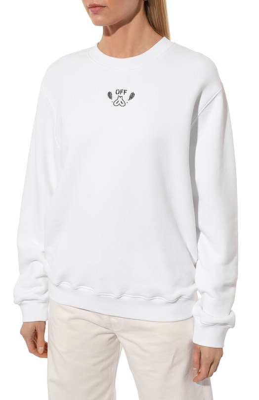 Хлопковый свитшот Off-White 0WBA055S24FLE002 Белый  0WBA055S24FLE002 Фото 3