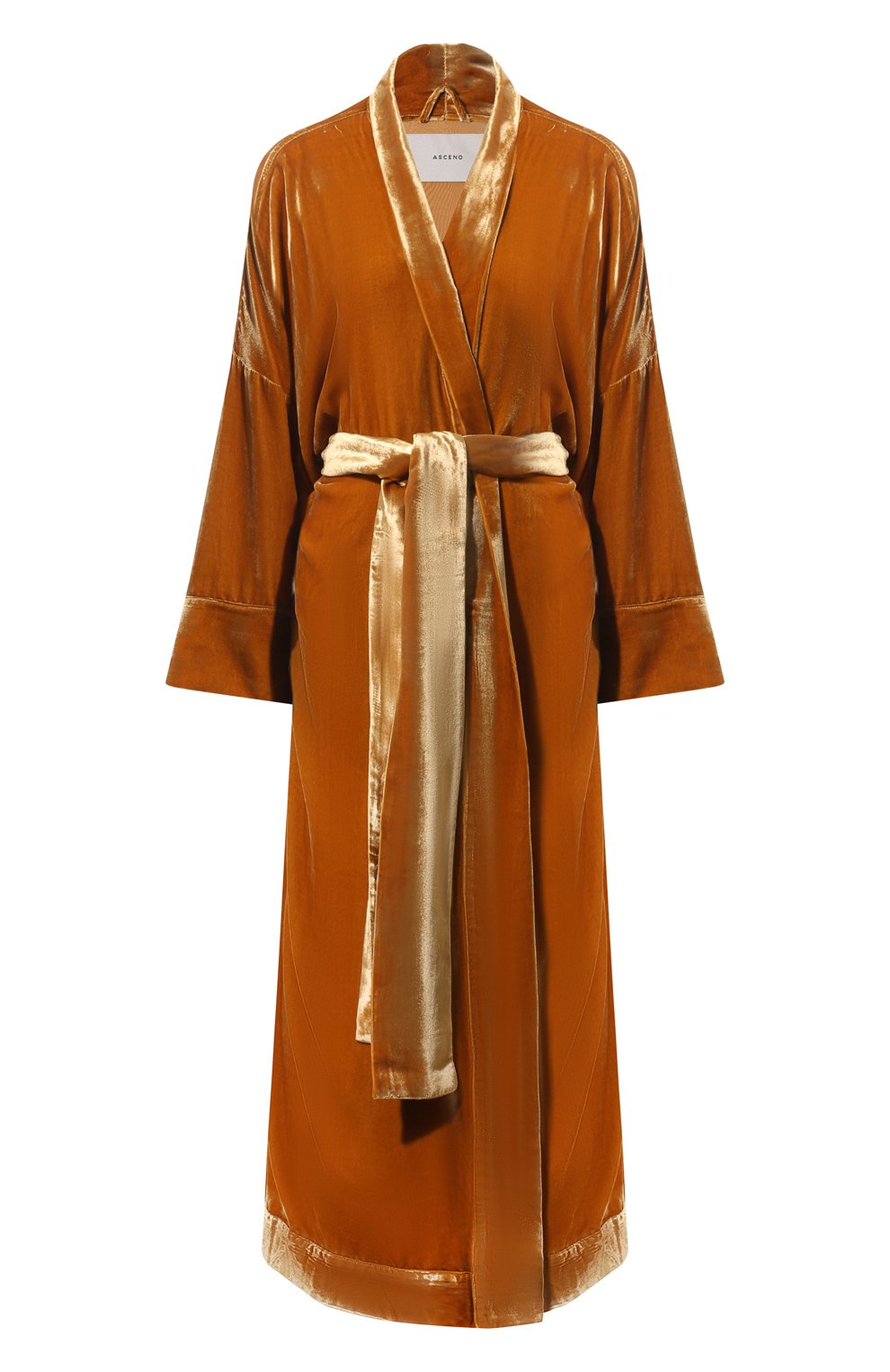 Халат из вискозы и шелка ASCENO оранжевого цвета по цене 77600 руб., арт. RS24_T028F40, фото 1 Халат из вискозы и шелка ASCENO, арт. RS24_T028F40, фото 1