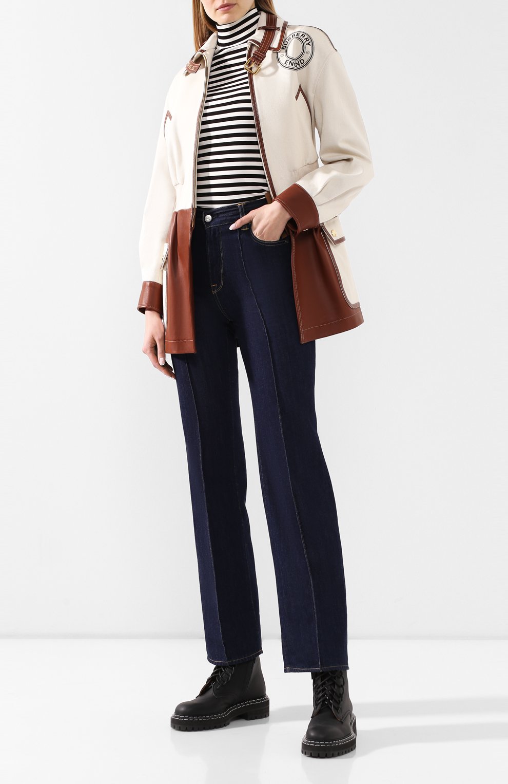 Куртка из смеси хлопка и кожи BURBERRY кремового цвета по цене 473500 руб., арт. 4564444, фото 2 Куртка из смеси хлопка и кожи BURBERRY, арт. 4564444, фото 2