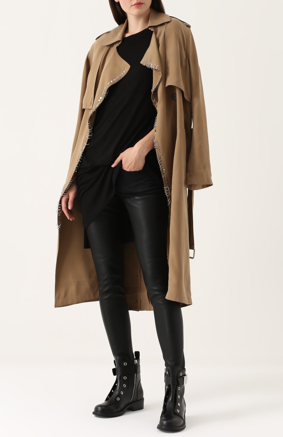 Джинсы-скинни с кожаной вставкой R13, арт. R13WM0041-73, фото 2