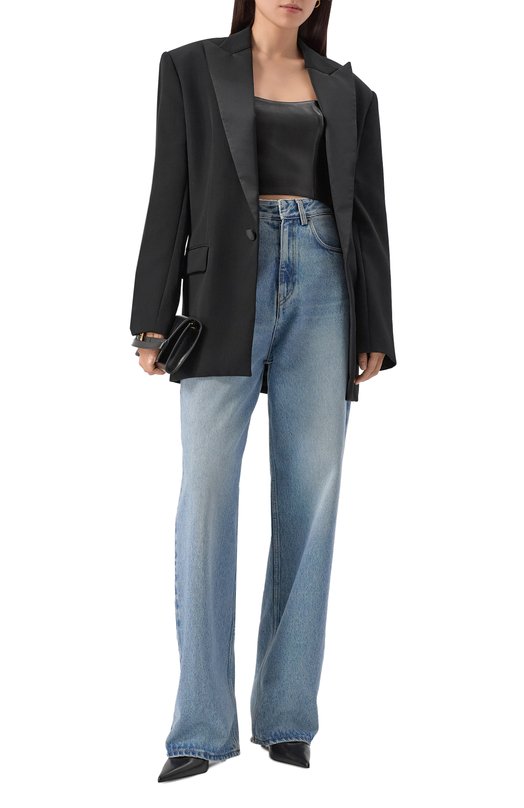 Кожаный топ Balmain CF1AA285/LC62 Чёрный  CF1AA285/LC62 Фото 2
