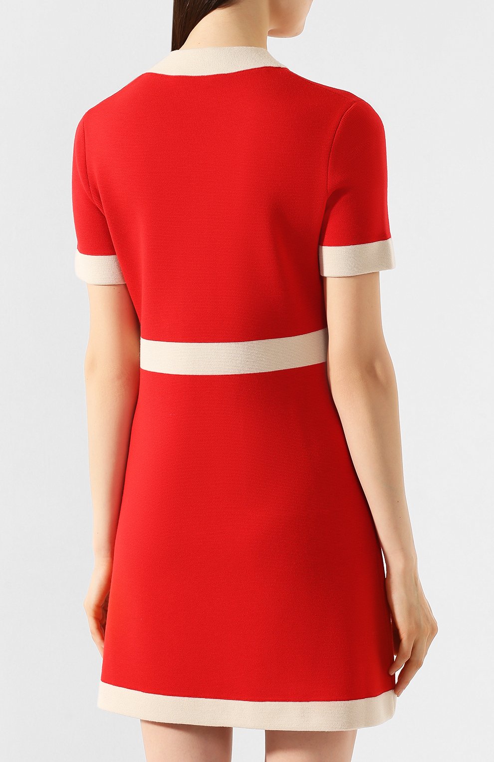 Шерстяное платье GUCCI красного цвета по цене 201600 руб., арт. 606017/XKA4A, фото 4 Шерстяное платье GUCCI, арт. 606017/XKA4A, фото 4