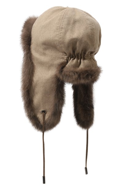 Кашемировая шапка-ушанка с мехом соболя BLACK SABLE, арт. BS-47CF7, фото 2