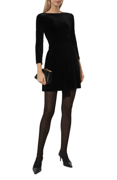 Бархатное платье EMPORIO ARMANI черного цвета по цене 37550 руб., арт. 6D2A6A/2JVZZ, фото 2 Бархатное платье EMPORIO ARMANI, арт. 6D2A6A/2JVZZ, фото 2