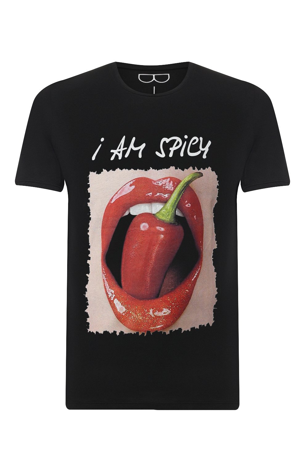Хлопковая футболка BISIBIGLIO черного цвета по цене 7210 руб., арт. I AM SPICY, фото 1 Хлопковая футболка BISIBIGLIO, арт. I AM SPICY, фото 1