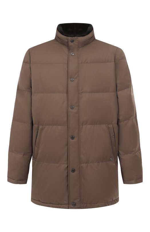 Пуховик с воротником из бобра Stefano Ricci MDJ5300350/PL001T/60-62 Коричневый MDJ5300350/PL001T/60-62