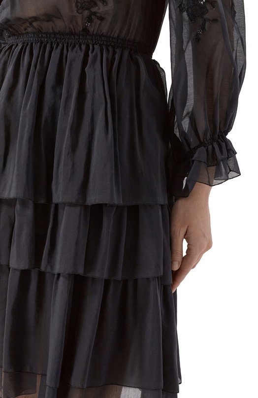 Платье из хлопка и шелка Ermanno Scervino D484Q621XYR Чёрный  D484Q621XYR Фото 4