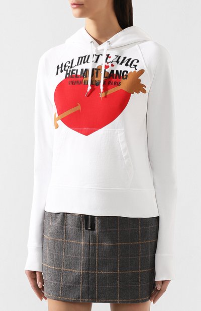 Хлопковое худи HELMUT LANG белого цвета по цене 26300 руб., арт. J06DW508, фото 3 Хлопковое худи HELMUT LANG, арт. J06DW508, фото 3
