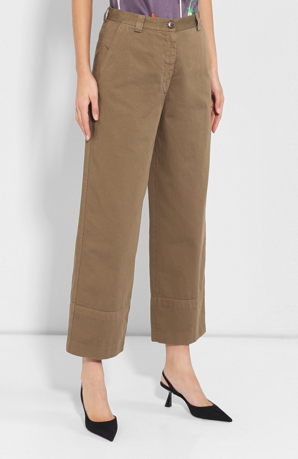 Хлопковые брюки DRIES VAN NOTEN хаки цвета по цене 31950 руб., арт. 192-30912-8288, фото 3 Хлопковые брюки DRIES VAN NOTEN, арт. 192-30912-8288, фото 3
