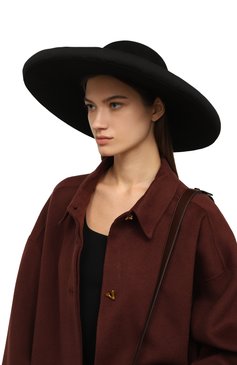 Женская шляпа GIORGIO ARMANI черного цвета, арт. 797314/3F510 | Фото 2 (Нос: Не проставлено; Материал: Текстиль, Шерсть; Материал сплава: Проставлено)