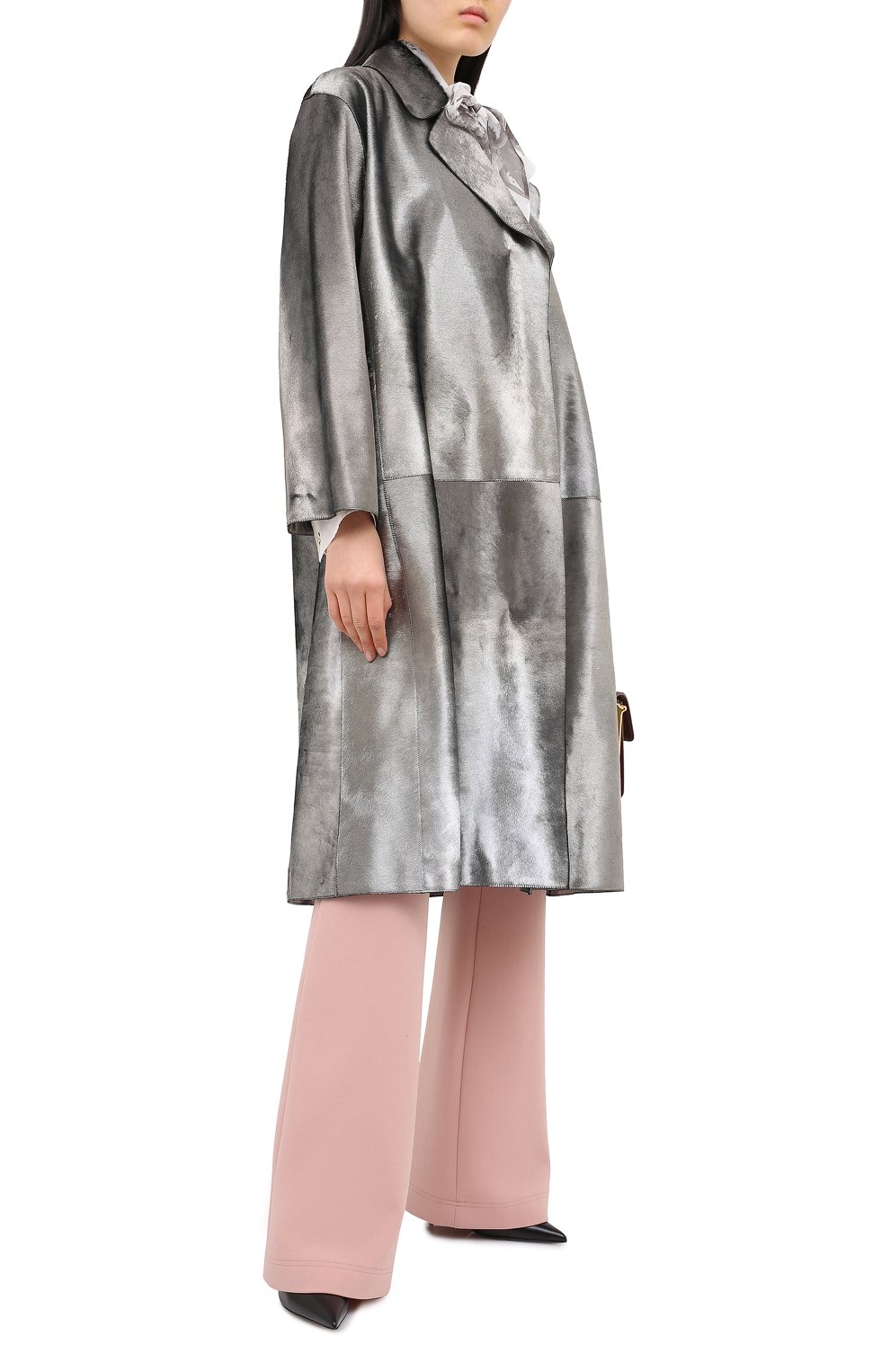 Меховое пальто с поясом GIORGIO ARMANI серебряного цвета по цене 1785000 руб., арт. 1AL04P/1AP12, фото 2 Меховое пальто с поясом GIORGIO ARMANI, арт. 1AL04P/1AP12, фото 2