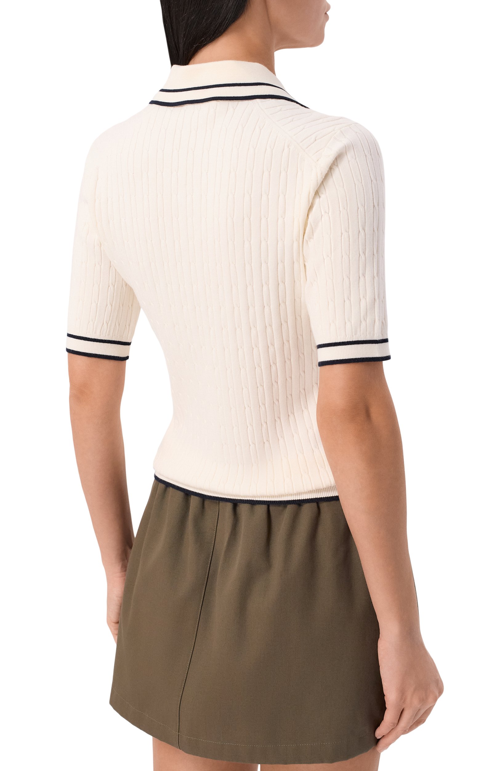 Поло из вискозы SPORTY AND RICH кремового цвета по цене 28600 руб., арт. T0068810326WH114, фото 4 Поло из вискозы SPORTY AND RICH, арт. T0068810326WH114, фото 4