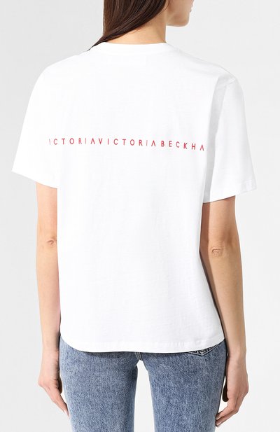 Хлопковая футболка VICTORIA, VICTORIA BECKHAM, арт. JYVV 125 SS19 PRNTD C0TT0N JERSEY, фото 4