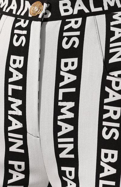 Хлопковые брюки BALMAIN черно-белого цвета по цене 118500 руб., арт. RF15222/C051, фото 5 Хлопковые брюки BALMAIN, арт. RF15222/C051, фото 5