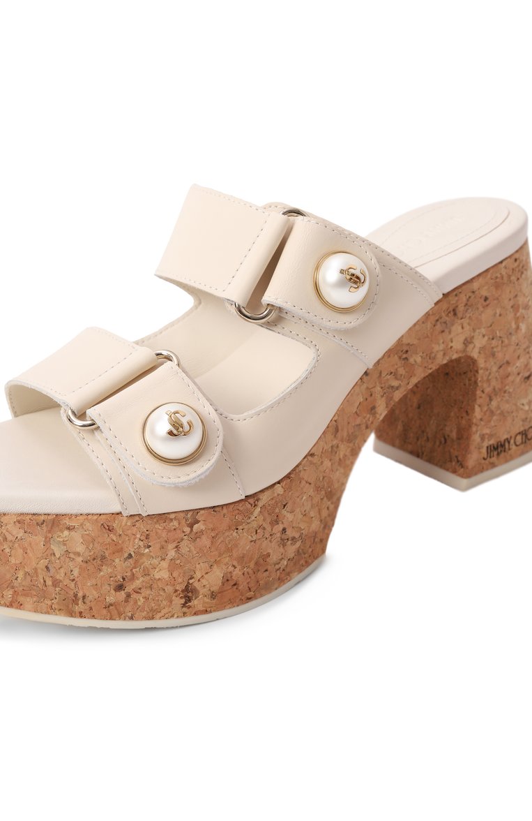 Женские кожаные сабо fayence 95 JIMMY CHOO кремового цвета, арт. FAYENCE WEDGE 95/SQM | Фото 7 (Материал внешний: Натуральная кожа; Подошва: Платформа; Каблук высота: Высокий; Материал внутренний: Натуральная кожа; �Каблук тип: Устойчивый)