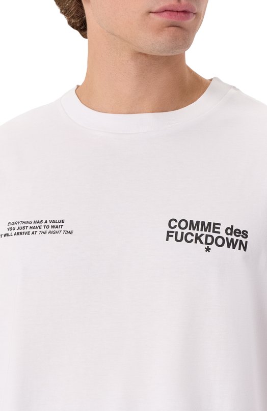 Хлопковая футболка Comme des Fuckdown CFABM01749 Белый  CFABM01749 Фото 5