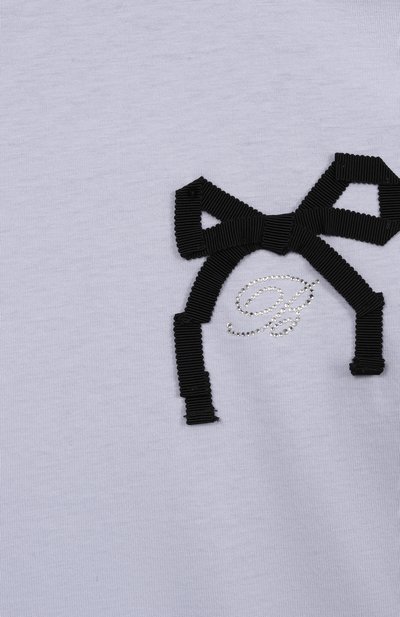 Хлопковая футболка BLUMARINE голубого цвета по цене 9950 руб., арт. BFTS0110/JF054/6-12A, фото 3 Хлопковая футболка BLUMARINE, арт. BFTS0110/JF054/6-12A, фото 3