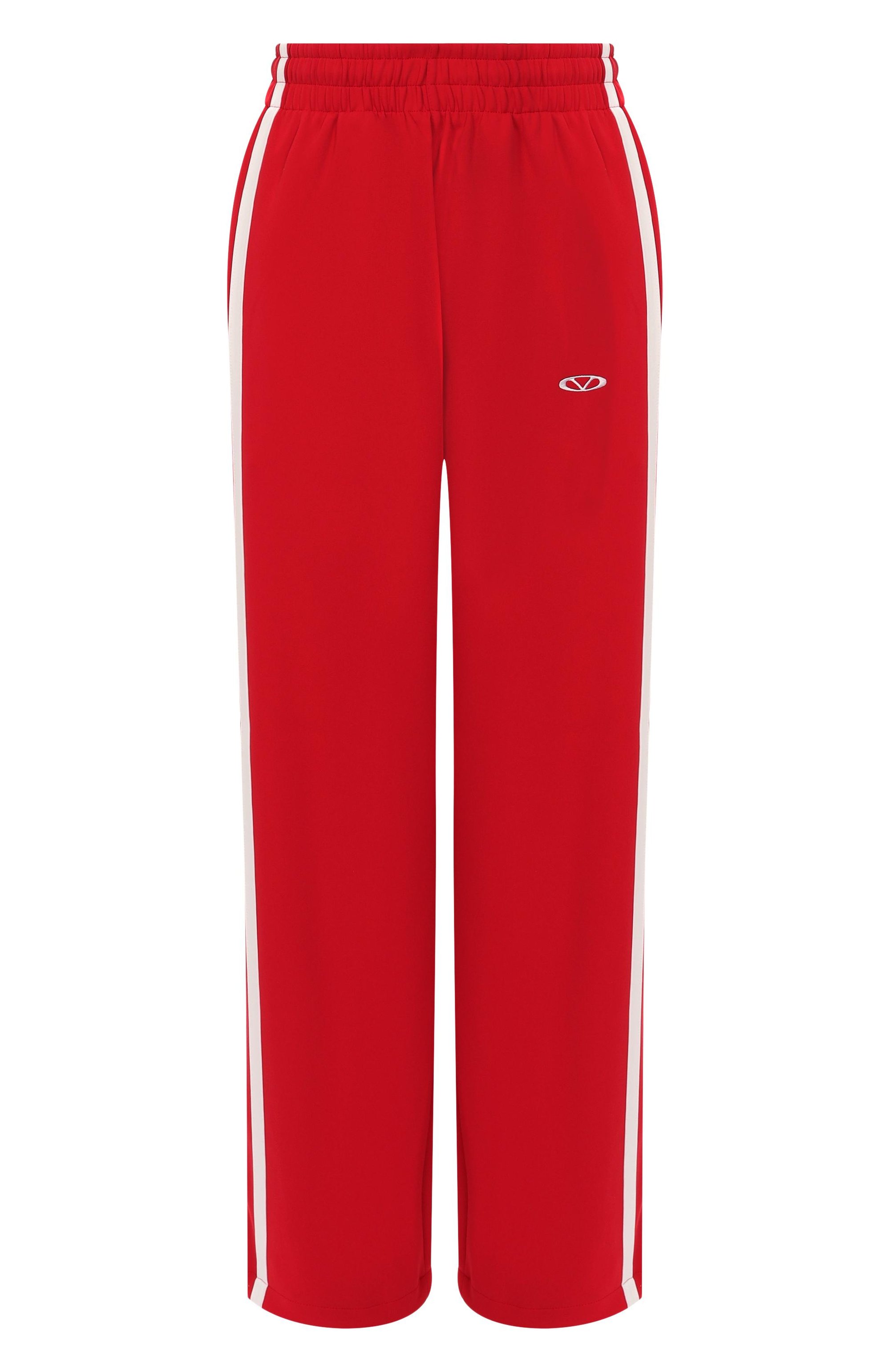 Брюки VETEMENTS красного цвета по цене 109500 руб., арт. UH76GP100R/250391 P0LYESTER, фото 1 Брюки VETEMENTS, арт. UH76GP100R/250391 P0LYESTER, фото 1
