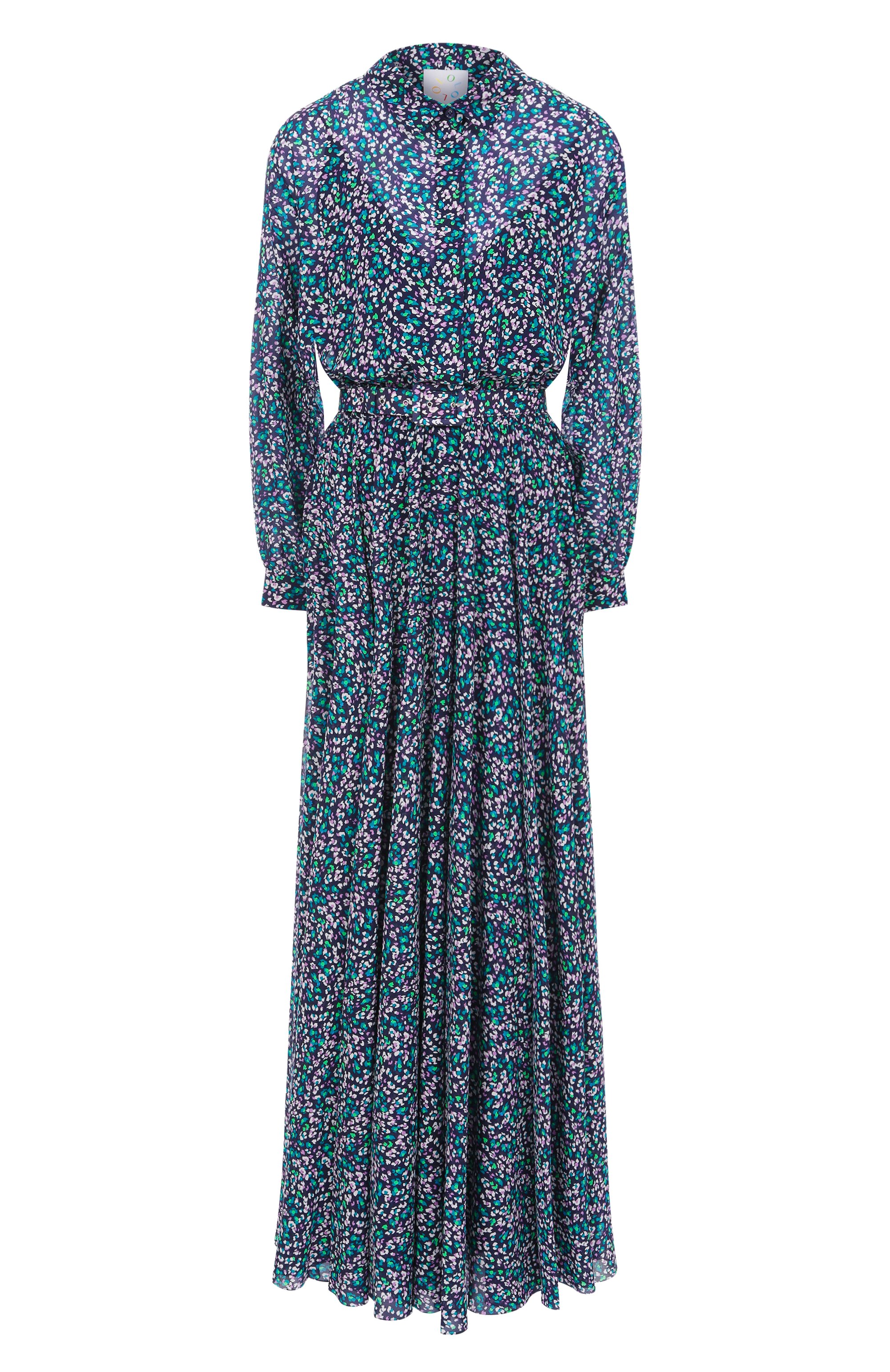 Шелковое платье OLOLOL синего цвета по цене 135000 руб., арт. OLDE072B/1008.MF403/S25, фото 1 Шелковое платье OLOLOL, арт. OLDE072B/1008.MF403/S25, фото 1