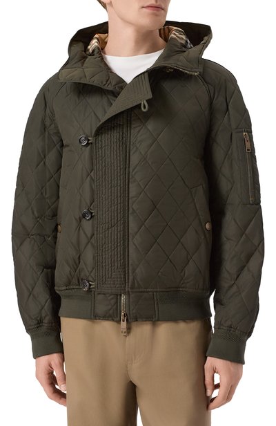 Утепленный бомбер BURBERRY хаки цвета по цене 208000 руб., арт. 8127621, фото 3 Утепленный бомбер BURBERRY, арт. 8127621, фото 3