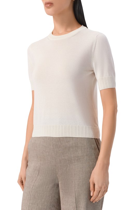 Шелковый пуловер Gran Sasso 43251/23550 Кремовый  43251/23550 Фото 3