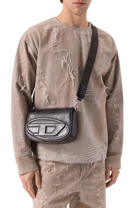 Мужская сумка 1dr DIESEL черного цвета, арт. X10223/P8245 | Фото 2 (Ремень/цепочка: На ремешке; Драгоценные камни: Проставлено; Материал: Натуральная кожа; Материал сплава: Проставлено; Размер: small)